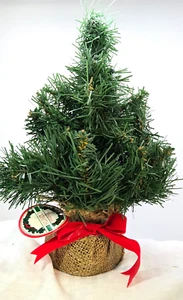Piccolo albero di pino vintage - base tela - artigianato natalizio da tavolo - Natale - Foto 1 di 5