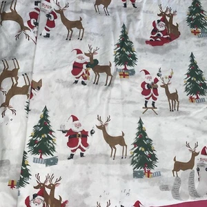 Pottery Barn Kids Santa Organic Cotton Flat Queen Size Sheet + 3 Std Pillowcases - Bild 1 von 8
