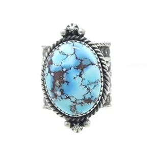 Anillo Delayne Reeves Navajo Plata Esterlina Banda Extra Ancha Golden Hill Turquesa - Imagen 1 de 7