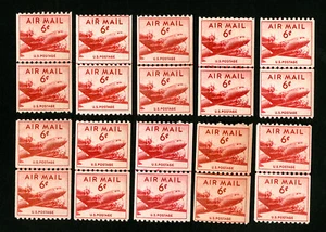 US Stamps # C41 F-VF OG NH Line Pair Lot of 10 Catalog Value $140.00 - Picture 1 of 1