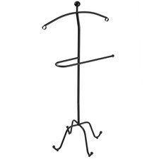 Bremermann Appendiabiti Da Uomo E Donna – Attaccapanni In MDF E Acciaio Con Ripiano, Barra Per Sciarpe E Cinture, Base Stabile, Dimensioni 49x107x29 Cm, Colore Bianco E Cromo