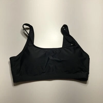 NWOT Black Swim Bikini Top Padded Scoop Back Nylon Spandex Womens Size Large - Image 1 of 4