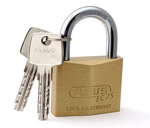 ABUS EC75/50 Solid Brass Body Padlock - Hardened Steel Shackle - Keyed Different - Picture 1 of 3