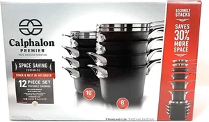 Juego de utensilios de cocina antiadherentes Calphalon Premier Mineralshield 12 piezas que ahorran espacio NUEVO - Imagen 1 de 4