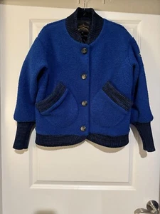 RARE Vivienne Westwood Anglomania Varsity Teddy Jacket Blue Size 36 Small EUC - Picture 1 of 10