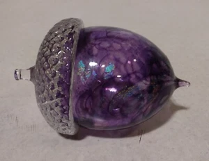 Keith Cerone Purple Dicrohic Acorn Art Glass Paperweight - Picture 1 of 6