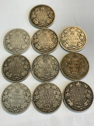 1902-1910 Canada 25 Cents - Complete Set Cover