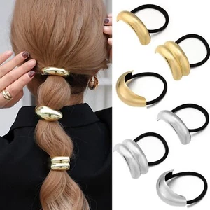 6 PCS Metal Hair Ties Geometric Elastic Hair Ties Fashion Anti-Slip Glossy Ar... - Picture 1 of 7
