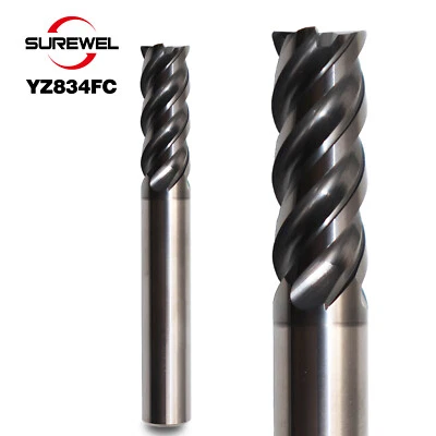 HRC55 AlCrN Coated Solid Carbide End Mill 3mm-20mm 4-Flute Milling Cutter - Image 1 of 4