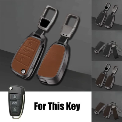 Alloy Leather Car Key Fob Case Cover For Audi Q5 Q7 TT A3 A4 A6 S3 S4 S6 RS4 RS6 Foto 1 de 4
