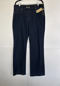 Michael Kors Jeans Selma Bootcut High-Rise Slim Overdyed Indigo Blue Size14 NWT - Picture 1 of 12