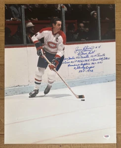 Jean Beliveau SIGNED 16x20 Photo HOF Stat Montreal Canadiens PSA/DNA AUTOGRAPHED - Picture 1 of 4