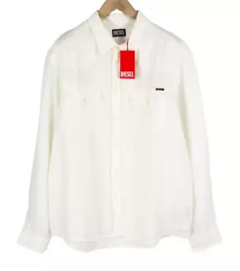 DIESEL S-East-Long-Lin Mens Shirt XL Western Linen Buttoned Spread Neck RRP€175 - Picture 1 of 11