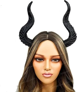 Black Dragon Maleficent Horns Headband Devil Animal Antler Women Halloween Party - Picture 1 of 5