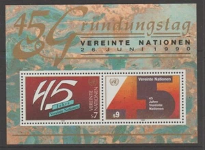 UNITED NATIONS VIENNA 1990 45th Anniv of U.N.O. Mini Sheet MNH $2.20 - Picture 1 of 1