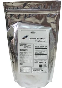 NuSci Choline DL-Bitartrate powder 500g (1.1LB) smart cognitive - Picture 1 of 3