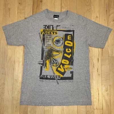 Vintage Volcom Shirt Mens Medium Y2K Skate Surf Grunge 2000s Graffiti Stars Gray - Image 1 of 4