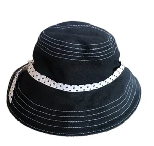 Becca by Rebecca Virtue Womens Black White Polka DotCotton Bucket Hat  - Picture 1 of 5