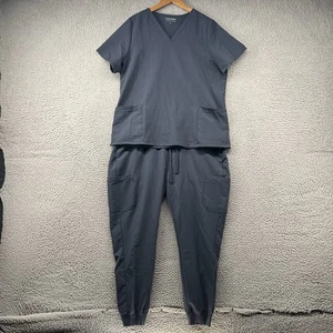Mondala Scrub Set Size XL Bottom Top Navy Blue Straight Short Sleeve Jogger - Picture 1 of 23