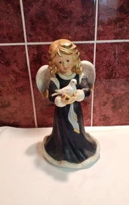 Große Goebel Porzellanfigur Porzellan Engel im blauen Kleid mit Taube Höhe 31 cm - Bild 1 von 6