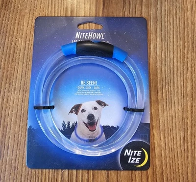 Nite Ize NiteHowl LED Dog Safety Necklace Blue Universal 2 Modes Glow & Flash - Image 1 of 2