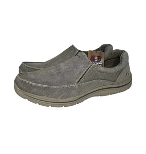 Zapatos sin cordones Skechers calce relajado esperado Avillo de lona para hombre 13 caqui - Imagen 1 de 22