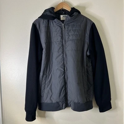 Urban Pipeline Mens Puffer Hybrid Full Zip Hoodie Jacket Large Black Gray - Image 1 of 3