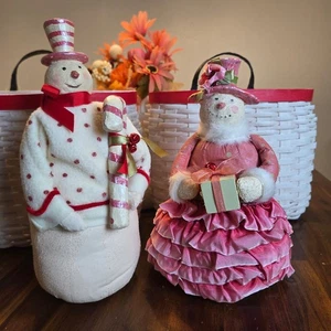 Vintage ESC Trading Company Heather Myers Snowman Couple Glitter Mache Christmas - Picture 1 of 13