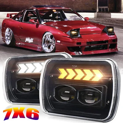 Faro LED DRL 7x6" punto nuevo haz alto/bajo 90W para camioneta Nissan 240SX D21 NX Foto 1 de 4
