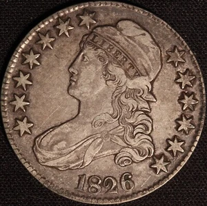 1826 CAPPED BUST HALF DOLLAR, O-110, R3, TOUGH EARLY DATE, SHARP, ORIGINAL! - Bild 1 von 2