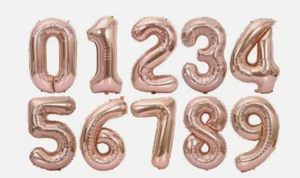 QUALATEX 34''| 86cm Megaloon Number Foil Helium Balloon| Rose Gold/Gold/Silver - Picture 1 of 33