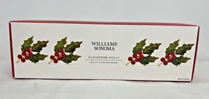 Williams Sonoma Cloisonné Stechpalme Weihnachten Serviettenringe 4er Set - Bild 1 von 4