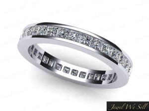 Natural 1.15Ct Princess Diamond Classic Eternity Band Ring 14k White Gold I SI2 - Picture 1 of 3