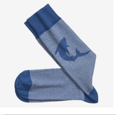 Johnston & Murphy 男式条纹鲨鱼正装袜均码皮马棉混纺 — 第 1/2 张图片