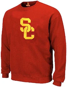 USC Trojans Adult Crimson Embroidered Interlocking SC Crewneck Sweatshirt - Picture 1 of 5