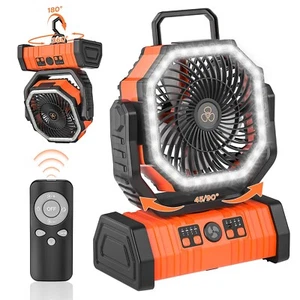 Rechargeable Camping Fan with LED Lantern, 20000mAh Auto-Oscillating Battery - Picture 1 of 14