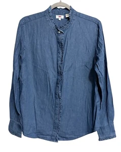 Camisa de mezclilla con botones Levis para mujer talla grande con volantes - Imagen 1 de 5