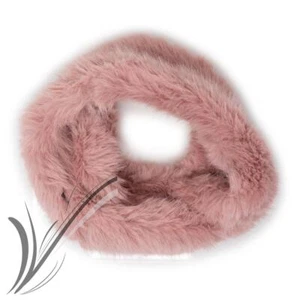 Sciarpa ad anello rosa scaldacollo di pelliccia eco ecologica da donna collo - Foto 1 di 1