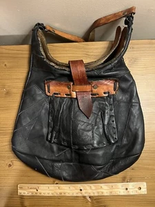 Vintage Baja California Off Black Leder Schultertasche Hand Made in Mexico EUC - Bild 1 von 6
