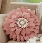 Cute Romantic Pink Felt Flower Throw Pillow with Poly Filling