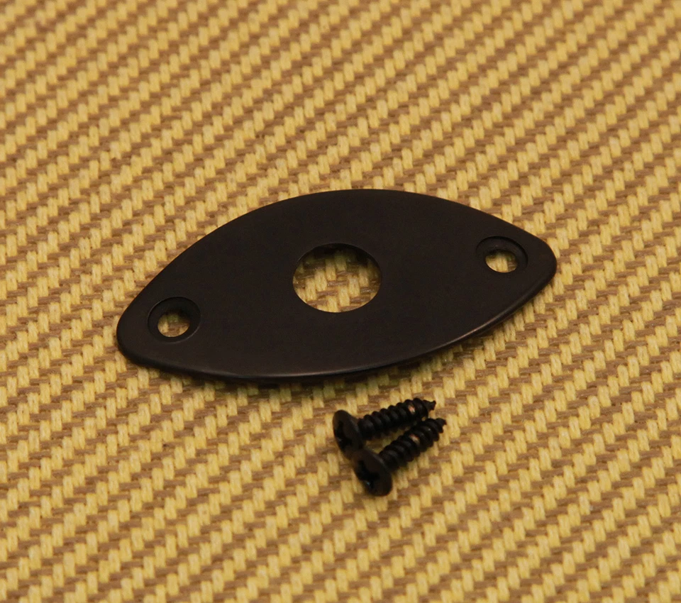 Placa Jack AP-0615-003 preta universal "futebol" para guitarra/baixo - Imagem 1 de 1