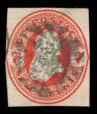 GENUINE SCOTT #U88 VERMILION ON AMBER USED 1871 REAY CUT SQUARE  ESTATE CLOSEOUT - Image 1 of 2