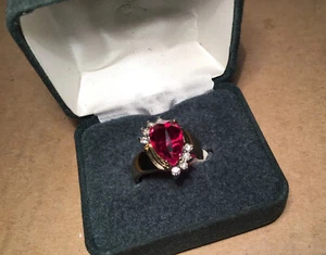 Large Red Gemstone 18KG Plated Size 8 Ring 6 Grams Total Weight - Picture 1 of 12
