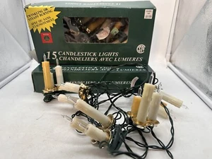 Vintage Candle Stick Lights Christmas Tree Clip On Five 3 Light Cluster 2 Sets - Picture 1 of 9
