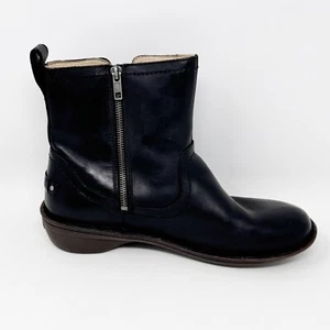 Stivaletto Ugg donna nero in pelle; Neenah' con zip laterale fodera sherpa, taglia 9 - Foto 1 di 11