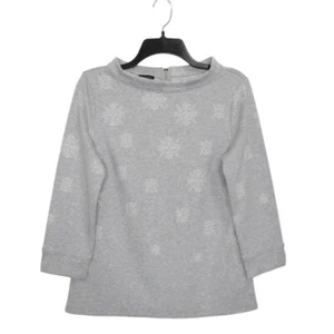 Talbots Top Damen S grau weiß Baumwollmischung 3/4 Arm 1/4 Reißverschluss hinten Schneeflocken - Bild 1 von 13