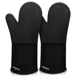 Oven Mitts Silicone Heat Resistant with Quilted Liner Non-Slip 1 Pair - Picture 1 of 7