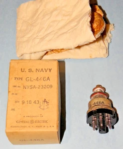 446A GL-446A NOS 1943 GE Triode Lighthouse UHF Tube AKA CV932 GL446A US Navy - Bild 1 von 2