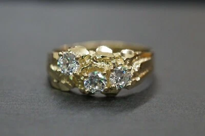 Real 10K Solid Yellow Gold 9MM Men Women Nugget CZ Ring. Size 9.5 - Image 1 of 4