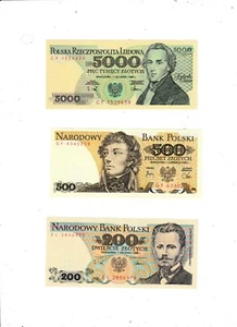 POLAND THREE NOTES UNC - Picture 1 of 2